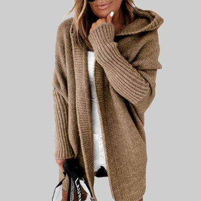 Céleste — Cardigan à capuche en maille cocon