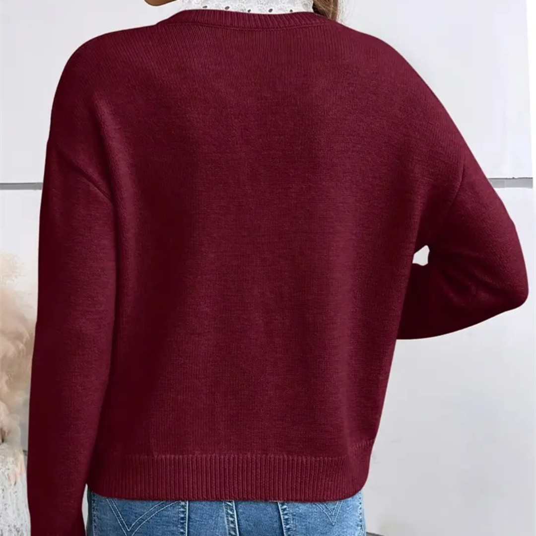 Maison Valmont™ | Pull Col Dentelle Élégant