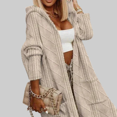 Larissa | Veste en tricot longue avec capuche