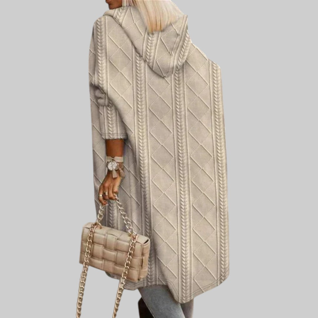 Larissa | Veste en tricot longue avec capuche