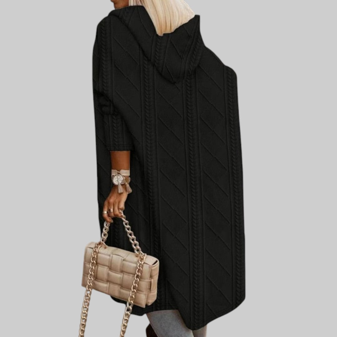 Larissa | Veste en tricot longue avec capuche